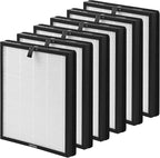 6 Packs HY4866 Replacement Filters Compatible with MORENTO HY4866, WESTHEY HY4866, YIOU M1 and FETIONS FT5000 Air Cleaner Purifiers, 2-in-1 Activated Carbon Filter