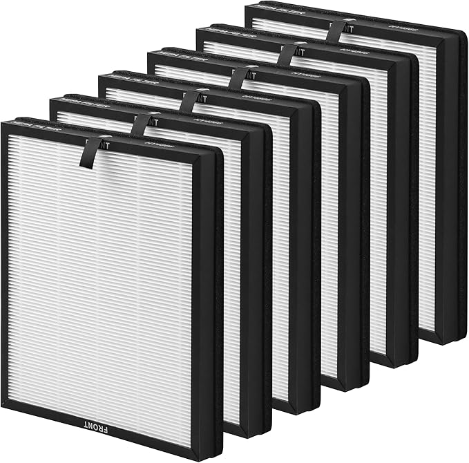 6 Packs HY4866 Replacement Filters Compatible with MORENTO HY4866, WESTHEY HY4866, YIOU M1 and FETIONS FT5000 Air Cleaner Purifiers, 2-in-1 Activated Carbon Filter