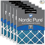 Nordic Pure 18x18x1 (Actual Size: 17 3/4 x 17 3/4 x 3/4) Pleated Air Filters MERV 7 Plus Carbon 6 Pack