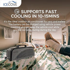 IceCove Portable Air Conditioner with Add-on Battery, 2500BTU Portable Car AC Unit, 250W Low Power Consumption, 25.5VDC, 2 Fan Speed, 3 Light Mode for Tent Camping RV Truck Van Life Home, Gray