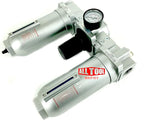 1" NPT SUPER DUTY Compressed Air In Line Filter Regulator Lubricator Oiler Combo, Metal Bowl, 5 Micron Element, Adjustable From 7 to 175 PSI (AUTO DRAIN)