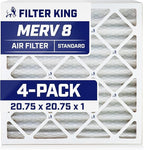 Filter King Air Filters 20.75x20.75x1 | 4-PACK | MERV 8 HVAC Pleated AC Furnace Filters | Air Purifier | Replacement Filters for Clean, Healthy & Fresh Environment | MADE IN USA