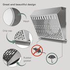 Vent Systems 6" Inch Exhaust Vent Cover with Rubber Gasket - Stainless Steel - Robust Weatherproof Outdoor Air Exhaust Box - Duct or Surface Mounting - Rain and Snow Protection