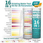 22 in 1 Drinking Water Test Kit 130 Strips - Well, Tap, Home, Swimming Pool, Hot Tub Testing Strip for Flouride, Lead, Hardness, Chlorine, Iron, Copper & More