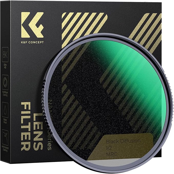 K&F CONCEPT 82mm Black Diffusion 1/2 Filter Mist Cinematic Effect Lens Filter with 28 Multi-Layer Coatings Waterproof/Scratch Resistant for Video/Vlog/Portrait Photography (Nano-X Series)