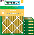 Filterbuy 24x25x2 Air Filter MERV 11 Superior Pet & Allergy Defense (6-Pack), Electrostatic Pleated HVAC AC Furnace Filters Replacement, Made in USA (Actual Size: 23.50 x 24.50 x 1.75)