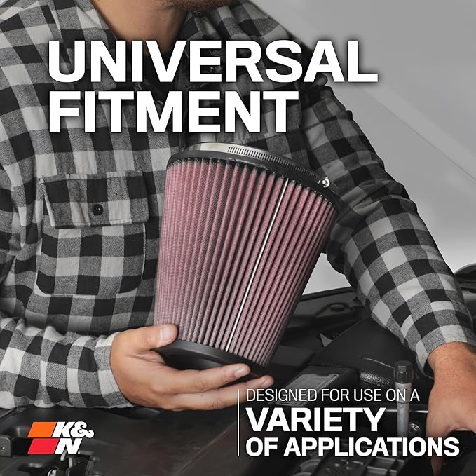 K&N High-Flow Original Lifetime Universal Clamp-On Air Filter: High Performance, Washable: Flange Diameter: 3.5 In, Filter Height: 7 In, Flange Length: 0.875 In, Shape: Round Tapered, RU-3130