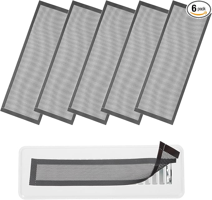 YOKIVE 6 Pcs Magnetic Floor Vent Covers, Floor Register Cover PVC Mesh Air Vent Screen Filters, Great for Home Floor, Wall, Ceiling, Catch Debris Hair Dust (Black, 12-Inch x 6-Inch)