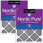 Nordic Pure 12x24x1 (Actual Size: 11 1/2 x 23 1/2 x 3/4) Furnace Air Filters MERV 8 Pleated Plus Carbon 2 Pack