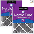 Nordic Pure 12x20x1 (Actual Size: 11 1/2 x 19 1/2 x 3/4) Furnace Air Filters MERV 8 Pleated Plus Carbon 2 Pack