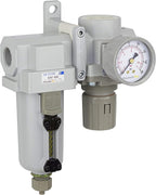 PneumaticPlus SAU420-N04G-MEP Compressed Air Filter Regulator Combo 1/2" NPT - Metal Bowl, Manual Drain, Bracket, Gauge