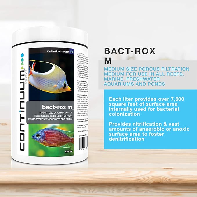 Continuum Aquatics Bact Rox M - Porous Biological Filter Media for use in Ponds, Reefs, Marine, and Freshwater Aquariums, Medium, 500 ml
