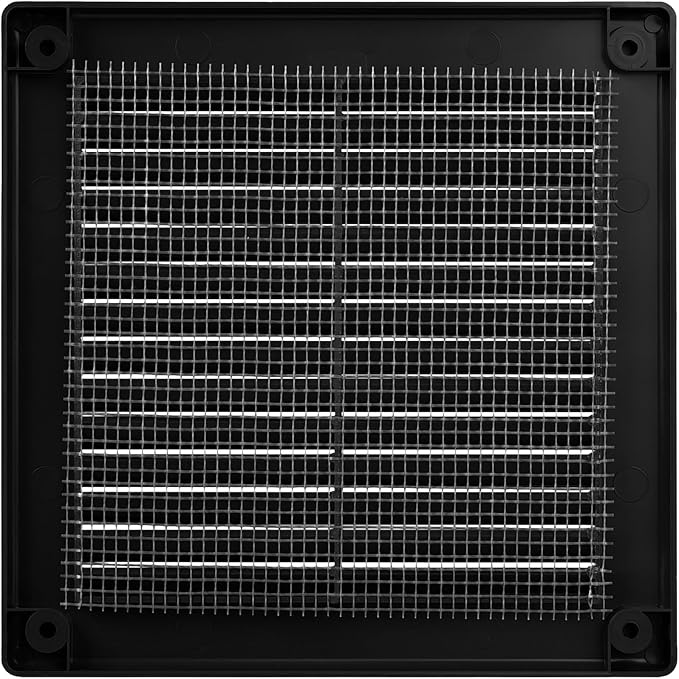 Vent Systems 6'' x 6'' Inch Black Soffit Vent Cover - Pack of 100 - Flat Square Air Vent Louver - Grille Cover - Built-in Insect Screen - HVAC Vents for Bathroom, Home Office, Kitchen 6x6 Inch