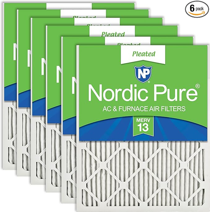 Nordic Pure 12x20x1 (Actual Size: 11 1/2 x 19 1/2 x 3/4) Pleated MERV 13 Air Filters 6 Pack