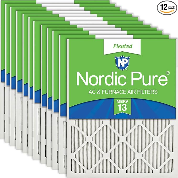 Nordic Pure 16x24x1 (Actual Size: 15 1/2 x 23 1/2 x 3/4) Pleated MERV 13 Air Filters 12 Pack