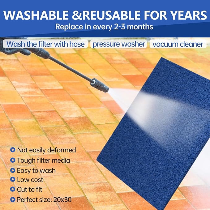 Ubeesize Reusable Air Filter 20x30, Furnace Filters Cut to Fit Air Conditioner MERV 6 Replacement for HVAC RV Washable AC Filter Media (Actual Size 20x30x0.7 inch)