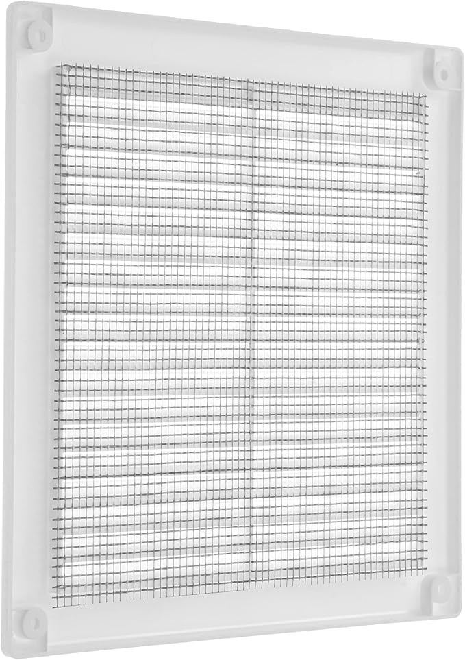 Vent Systems 4.5" x 4.5" Inch (Opening Dimensions) - Pack of 10 - White Plastic Soffit Vent Cover - Durable Square Air Vent Grille with Mesh Screen - Ventilation Grill Wall, Ceiling Indoor, Outdoor