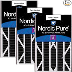 Nordic Pure Air Bear Cub 16x25x3 (Actual Size: 15 13/16 x 24 5/16 x 3) Replacement Carbon Odor Reduction Merv 8 Air Filters 3 Pack