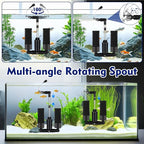 AQQA Electric Sponge Filter for Aquarium – Quiet USB Powered Breeding & Shrimp Filter with Bio Ceramic Media, Adjustable Air Intake & 360° Rotatable Outflow (110V Adapter Included) (M)