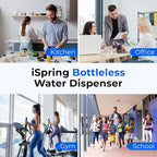 iSpring Bottleless Water Dispenser with Built-in 4-Stage Filtration, Chloramine Removal, Water Cooler Dispenser - Hot, Cold, Room Temp, Self Cleaning, Black，Model: DS4B-NC
