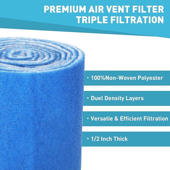 12"×140" Air Vent Filter for Home,AC & Floor Register Filter,MERV 8 Electrostatic Media Kit Roll with Adhesive Hook Tape,Reduce Dust, Dirt, Smoke and Pollen(30+ Filters)