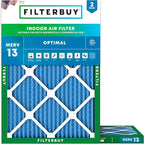 Filterbuy 20x27x1 Air Filter MERV 13 Optimal Smoke & Allergy Defense (2-Pack), Electrostatic Pleated HVAC AC Furnace Filters Replacement, Made in USA (Actual Size: 20.00 x 27.00 x 0.75)