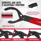 HORUSDY 12" Adjustable Oil Filter Pliers, Adjustable Oil Filter Wrench Removal Tool (Red)