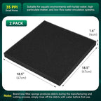 Borlech Aquarium Bio Filter Sponge Pad - Cut-to-Size Aquarium Filter Media for Fish Tank, Pond, Sump - Mechanical & Biological Filtration (18.5"x18.5"x1.6", 35PPI, 2 Pack)