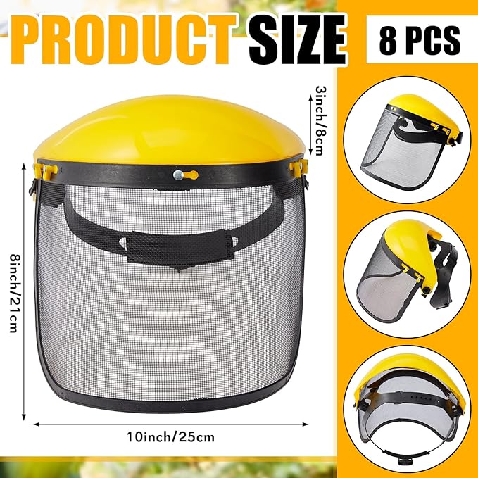Amylove 4 Pcs Safety Face Shield with Mesh Weed Whacking Face Shield Masks Chainsaw Gardening Weed Mover Protection (Yellow)