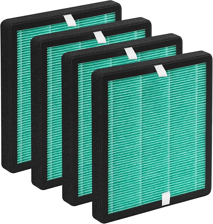 4-Pack R1/P1801/P1802 Replacement Filter Compatible with YIOU Purifier R1/P1802 & Elechomes Purifier P1801, 3-in-1 Filters- Deep Green