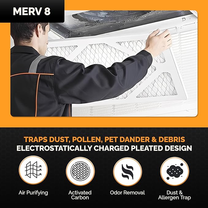 Tiger Tough 16x16x1 Air Filter MERV 8 MPR 600-800, High-Performance Pleated HVAC AC Furnace Filter Replacement for Home, 6-Pack