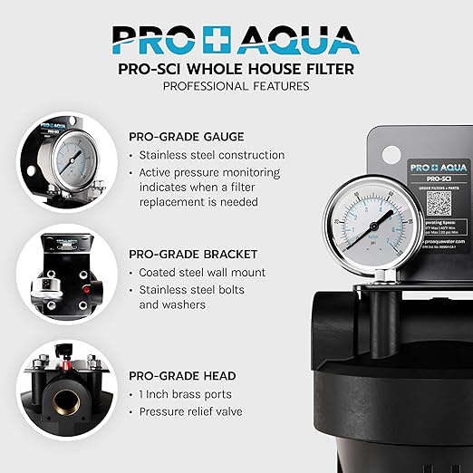 PRO+AQUA PRO-SCI-S80E Whole House Water Filter & Softener Bundle | 80,000 Grain Capacity | Removes Chlorine, Sediment, VOCs, Calcium & Magnesium | Ideal for 4–6 Bathrooms | High-Capacity, High-Flow