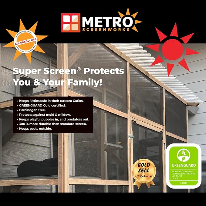 Pet & Weather Resistant Insect Screen - 17/14 Super Screen (36 in x 25 ft) - Mesh Screen for Patio Porch Pool Cage & Lanai - Replacement Screen Roll, Black - Dog & Cat Proof Screens for Windows