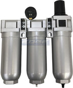 SUPER HEAVY DUTY HIGH FLOW AIR FILTRATION SYSTEM, 2 STAGE PARTICULATE FILTER PLUS OIL REMOVING COALESCING FILTER COMBINATION (1" NPT, AUTO DRAIN)