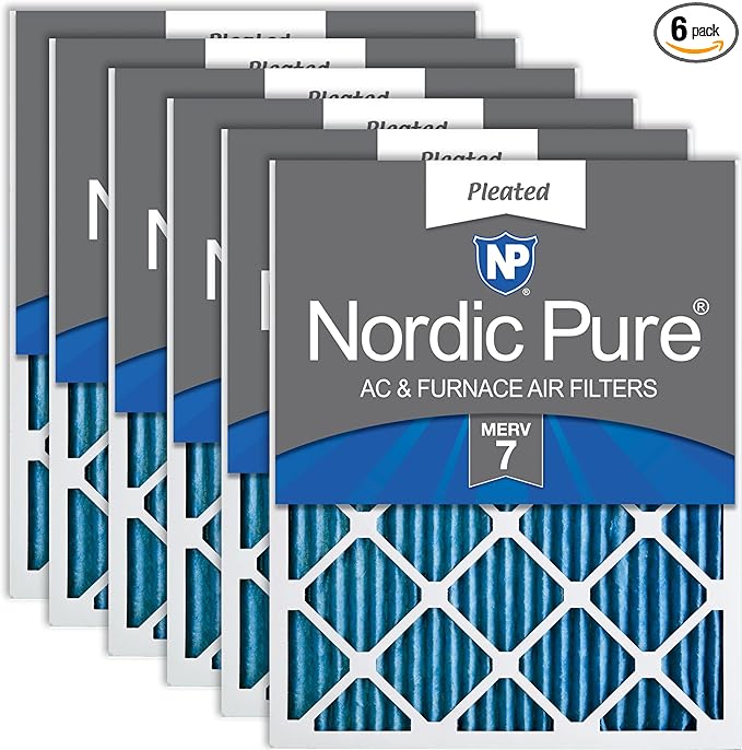 Nordic Pure 15x20x1 (Actual Size: 14 1/2 x 19 1/2 x 3/4) Pleated MERV 7 Air Filters 6 Pack