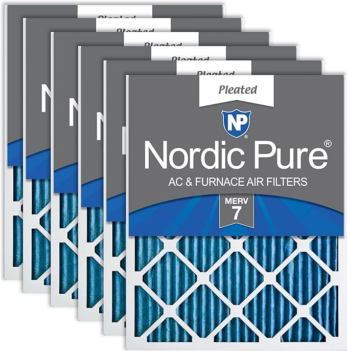 Nordic Pure 14x25x1 MERV 7 Pleated AC Furnace Air Filters 6 Pack