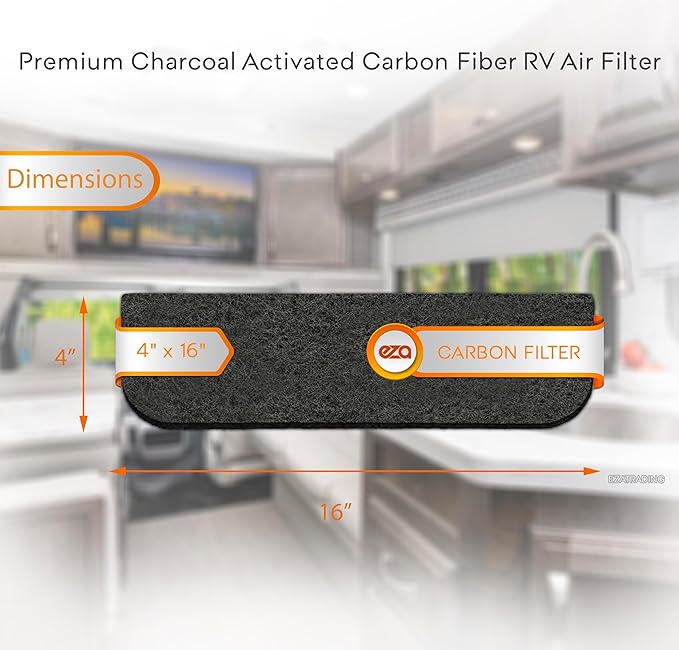 RV Premium Charcoal Activated Carbon Fiber Air Conditioner Filter - Air Duct AC Carbon Filter Replacement for RV AC Vent (4 Pack, 4" x 16")