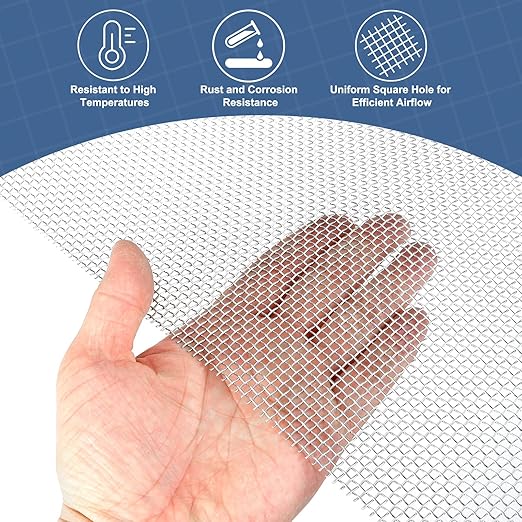 uxcell 8 Mesh 118" x 10" Woven Wire Mesh, 316 Stainless Steel Air Vent Filter Screen, Window Screen Mesh for DIY Projects Vents Cover Filtration Animals Fence