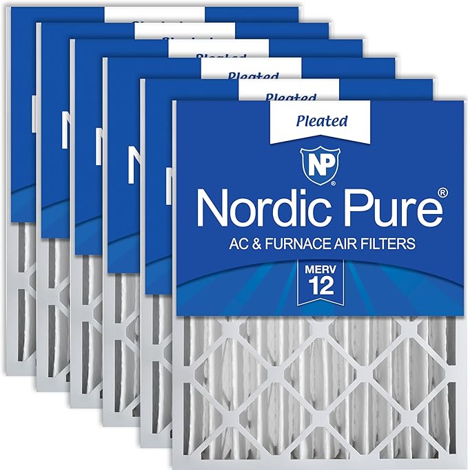 Nordic Pure 20x25x4 (Actual Size: 19 1/2 x 24 1/2 x 3 5/8) Pleated MERV 12 Air Filters 6 Pack