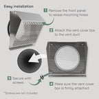 Vent Systems 8" Inch Exhaust Vent Cover with Rubber Gasket - Stainless Steel - Robust Weatherproof Outdoor Air Exhaust Box - Duct or Surface Mounting - Rain and Snow Protection