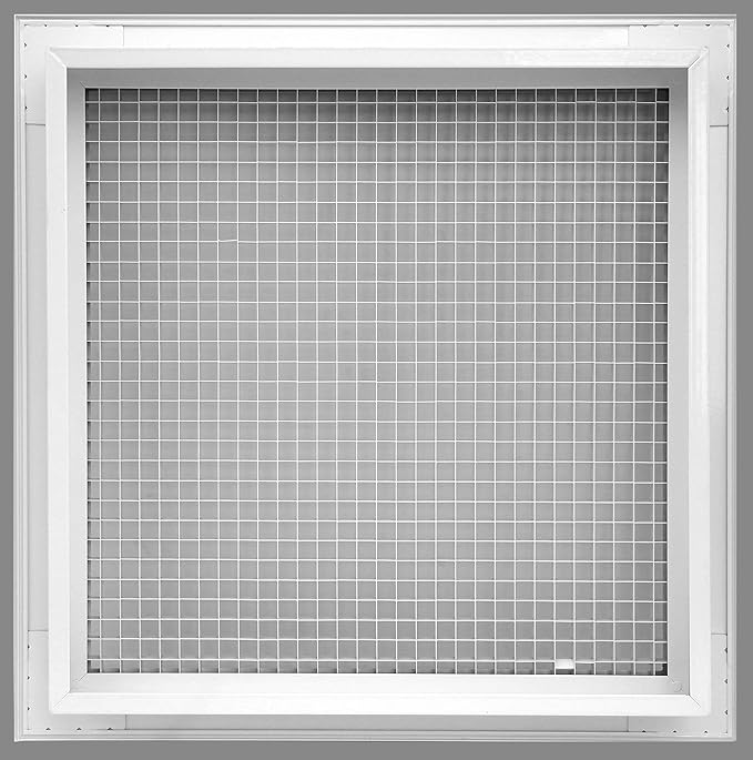HVAC Premium 12" x 12" Cube Core Eggcrate Return Air Filter Grille for 1" Filter - Aluminum - White [Outer Dimensions: 14.5" x 14.5"]