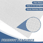 uxcell 10 Mesh 118" x 12" Woven Wire Mesh, 304 Stainless Steel Air Vent Filter Screen, Window Screen Mesh for DIY Projects Vents Cover Filtration Animals Fence