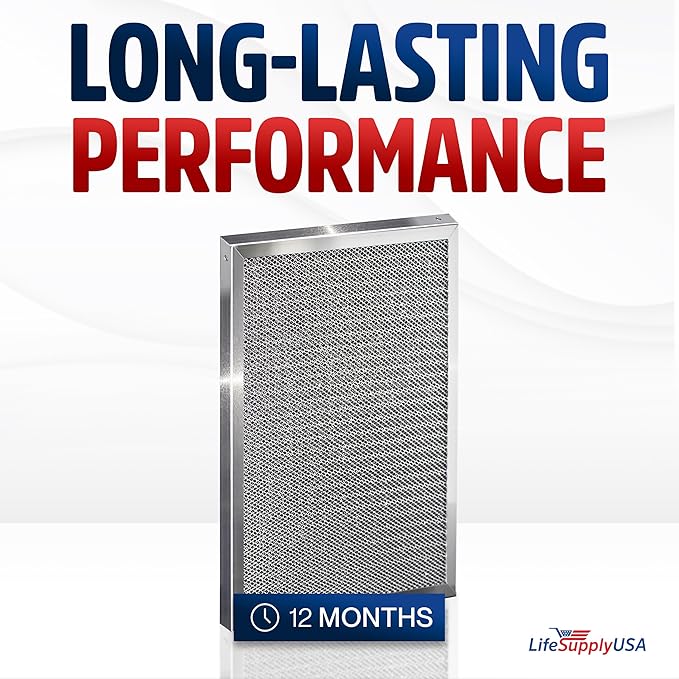 12x20x1 Electrostatic Air Filter, MERV 8, Washable, Reusable Furnace AC/HVAC Filter, Energy Saving, Easy to Clean, Long-Lasting by LifeSupplyUSA