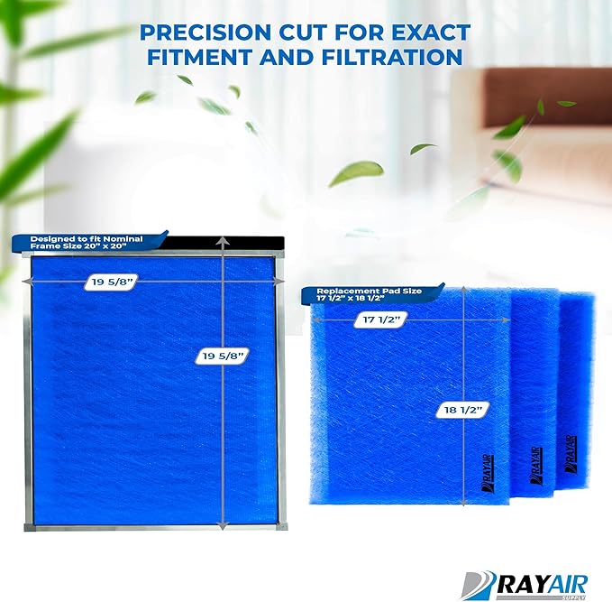 RAYAIR SUPPLY 20x20 Replacement Filter Pads Compatible with Dynamic Air Filter (3 Pack) (20x20)