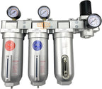 3/4" NPT SUPER DUTY Industrial Grade 4 Stages Filter Coalescing Desiccant Dryer Regulator System For Compressed Air Lines, Metal Bowls, Great For Paint Spray And Plasma Cutter (MANUAL DRAIN)