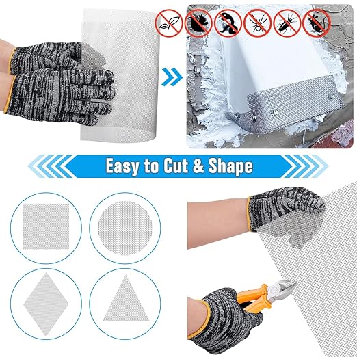 Valchoose 4PACK Stainless Steel Woven Wire Mesh Never Rust, Air Vent Mesh 11.8"X8.2"(300X 210mm), Hard and Heat Resisting Screen, 1mm Hole 20 Mesh Easy to Cut for Rodents Filters Window DIY Projects