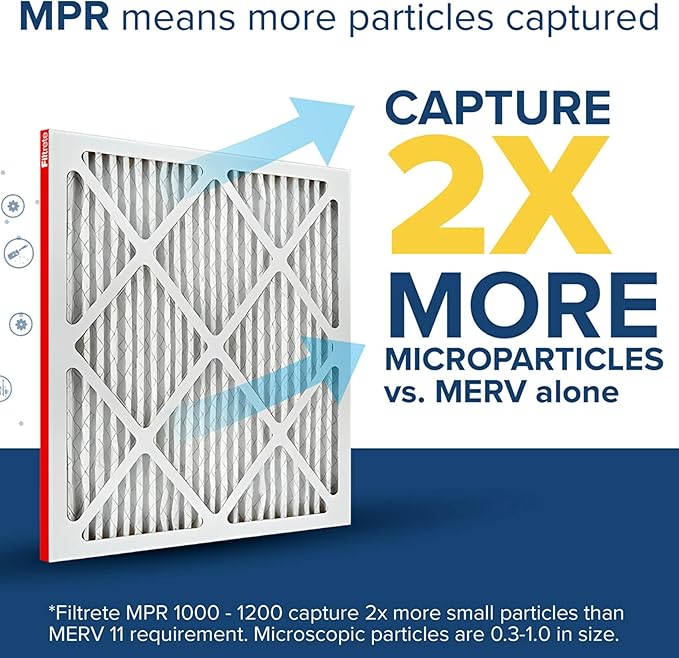 Filtrete 12x24x1 AC Furnace Air Filter, MERV 11, MPR 1000, Micro Allergen Defense, 3-Month Pleated 1-Inch Electrostatic Air Cleaning Filter, 4 Pack (Actual Size 11.69 x 23.69 x 0.81 in)