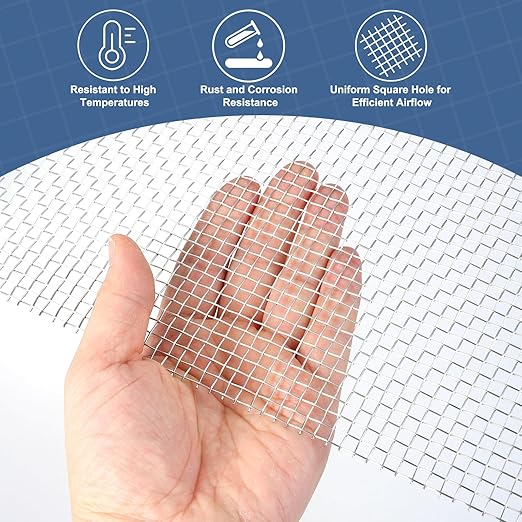 uxcell 5 Mesh 39" x 12" Woven Wire Mesh, 304 Stainless Steel Air Vent Filter Screen, Window Screen Mesh for DIY Projects Vents Cover Filtration Animals Fence