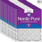 Nordic Pure 18x25x1 (Actual Size: 17 1/2 x 24 1/2 x 3/4) Pleated MERV 8 Air Filters 12 Pack