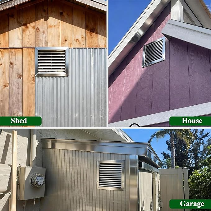 Heat Dissipation Louvered Vent Wall Gable Vents 304 Stainless Steel, Weather-Resistant Air Grille for Shed Barn Generator Box(26x31in/65x80cm)